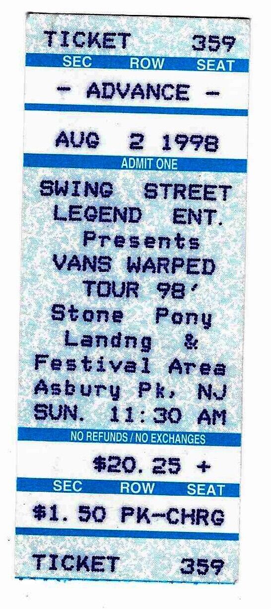 Godsmack Kid Rock Rancid Specials Deftones 8/2/98 Asbury Park Nj Ticket Stub