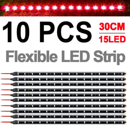 10x 12" 1ft 15 Flexible Led Strip Light Waterproof For Car Truck Boat 12v