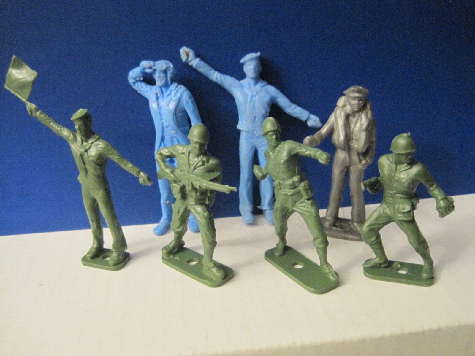 Ideal Vintage Playset Anzio Marines Navy Officers 60mm 54mm Plastic Toy Soldiers