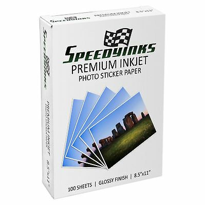 Speedyinks Premium Glossy Inkjet Photo Sticker Paper - 8.5" X 11" 100 Sheets