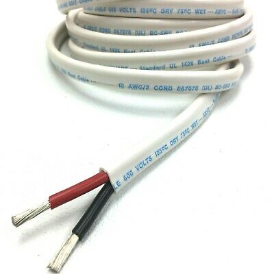 10/2 Awg Gauge Marine Grade Wire Boat Cable Tinned Copper, Flat Black/red