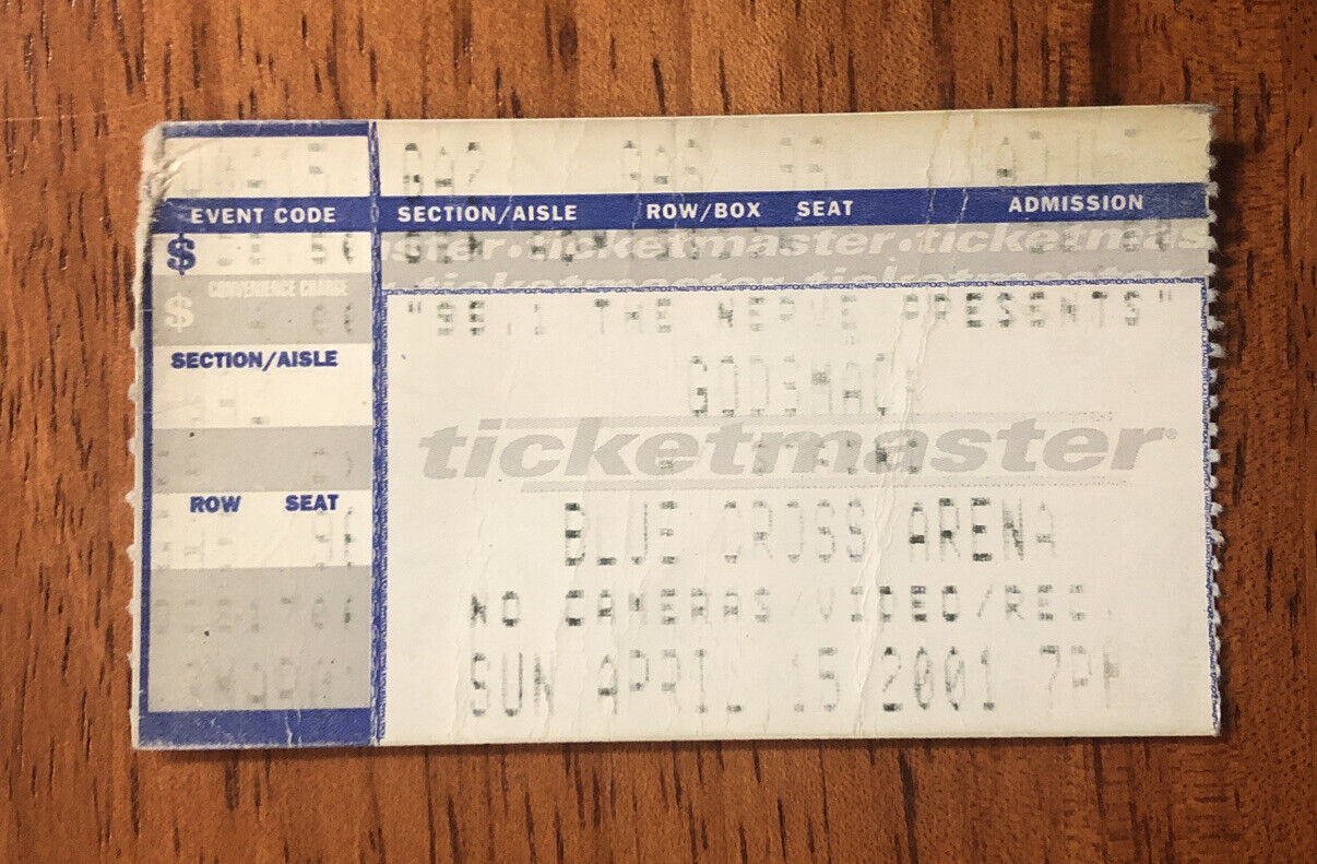 Rare 2001 Godsmack Concert Ticket Stub Rochester New York Blue Cross Arena