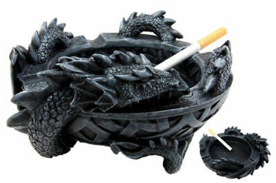 Medieval Fantasy Celtic Gerwolf Sleeping Dragon Round Cigarette Ashtray Figurine