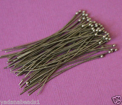 100pcs Of Antiqued Brass Ball End Headpin -  22g