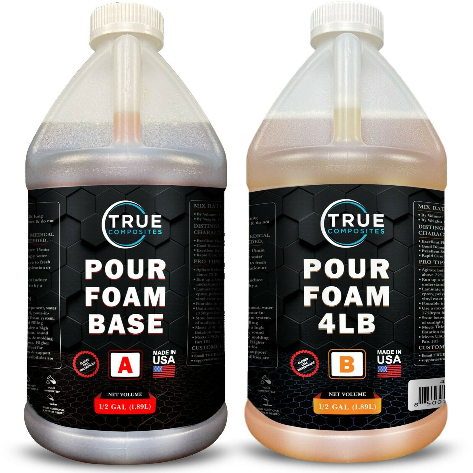 True Composites Liquid Urethane Rigid Pour Foam 4 Lb Density - 1 Gallon Kit