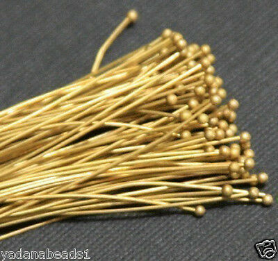 100 Pcs Of Raw Brass Ball End Headpin - 2in - 24g