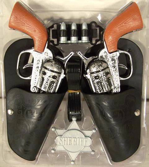 Complete Double Western Hero Play Gun Set Toy Guns Holster Belt Cowboy Sheriff