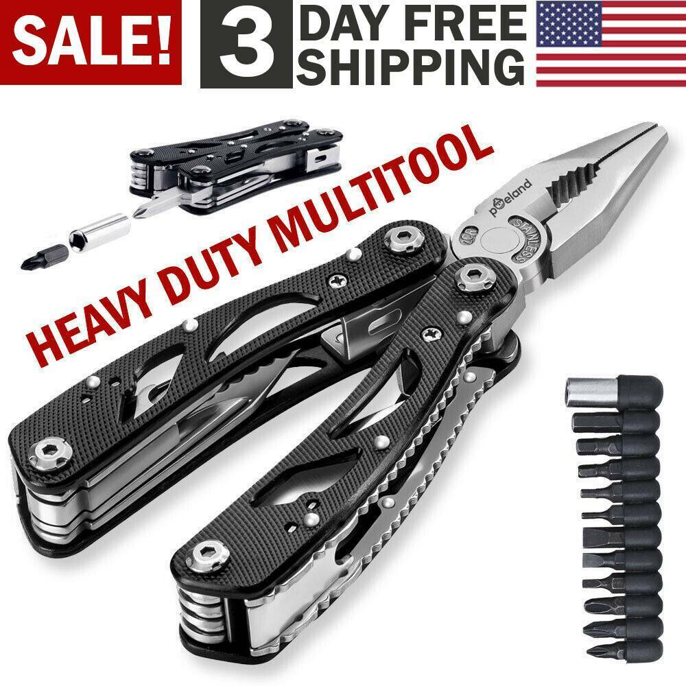 Multi Tool Knife Pliers Saw Kit Folding Screwdriver +bits Outdoor Camping Knives
